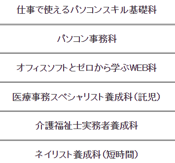 求職者支援訓練、名称一覧